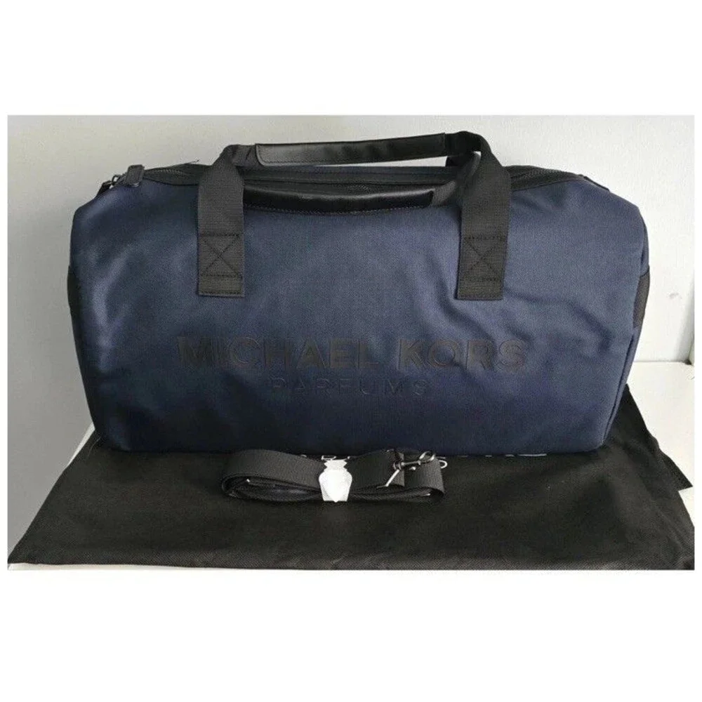 Michael Kors Parfums Duffle Dark Blue Overnight Shoulder Gym Weekender Bag